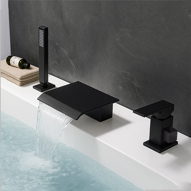 Black - flat-plate water outlet three-piece set