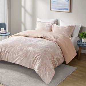 Reversible Sherpa & <b>Crushed</b> <b>Velvet</b> Comforter Set Chic & Cozy <b>Bedding</b> - Product Image 2