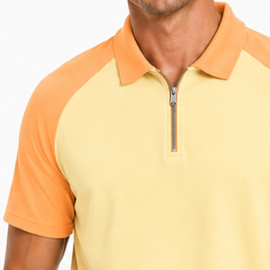 Wholesale Custom Pastel Yellow and <b>Orange</b> <b>Polo</b> T Shirt Classic Design Men's Short Sleeve Quarter Zipper Raglan <b>Polo</b> Shirt Blank - Product Image 3