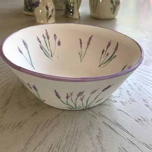 Artisan Ceramic Dining Bowl with Lavender Botanical Artwork Smooth Fired Finish for Elegant Farmhouse Table Styling - Product Image 2