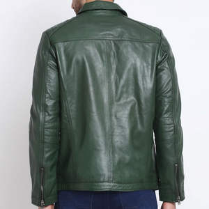 <b>Men's</b> High Street Style High Quality White Leather Stand Collar <b>Jacket</b> <b>Casual</b> Winter Wear Fashionable Winter <b>Jacket</b> - Product Image 2