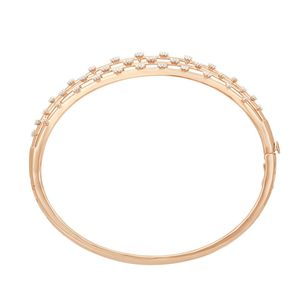 Premium <b>Rose</b> <b>Gold</b> Diamond <b>Bangle</b> 0.88 Ct Round Cut Claw Set Geometric Women's Luxury Bracelet Everyday Wear - Product Image 2