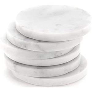 Premium Quality Round <b>Marble</b> <b>Coasters</b> Set With Gold Metal Holder 6 Mm Thick Non Slip Modern Design For Table Decoration - Product Image 2