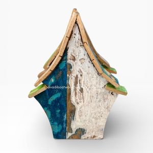 Fournitures de jardin artisanales, décoration intérieure, pots de fleurs / plantes avec design maison, bois de bateau recyclé, couleur originale, vente en gros - Product Image 1