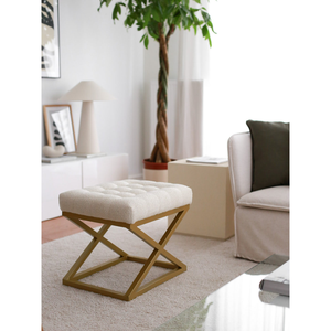Premium Quality Iron Frame Fabric Seat <b>Stool</b> Durable Metal Base Upholstered Foot Rest Ottoman <b>Stool</b> for Home <b>Office</b> and Hotels - Product Image 3