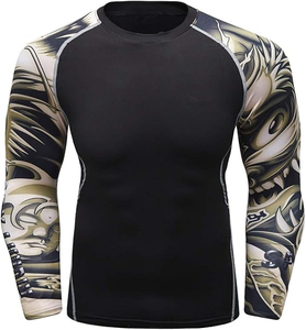 T-shirt de compression à manches longues pour homme, coupe ajustée, avec logo personnalisé, pour entraînement, fitness, natation et performance athlétique - Product Image 1