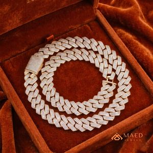 18K Gold Plated Moissanite <b>Necklace</b> Fashion Jewelry Cuban Link <b>Chain</b> for Women & Men Elegant Gift New York City Fine Jewelry NYC - Product Image 4