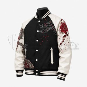 Chaqueta Universitaria Japonesa Personalizada, Cuerpo de Lana, Mangas de Cuero, Chaqueta de Béisbol Letterman, Fabricante de Marca Privada OEM - Product Image 3