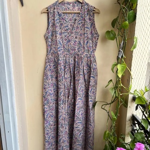 Vestido de Algodón Indio Estampado a Mano 2026, Superventas, 100% Bordado Floral, Túnica Informal, Vestido Largo a Precio de Fábrica - Product Image 1