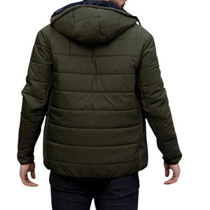 Hooded Canvas Puffer <b>Jacket</b> 100% Polyester Coated Breathable Outdoor Winter Men's Front Pocket Zipper Closure Casual - Product Image 6