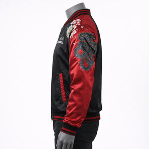 OEM Custom Windproof Winter Varsity Bomber <b>Jacket</b> <b>Mandarin</b> <b>Collar</b> Zipper Closure Unisex 100% Polyester Embroidered Private Front - Product Image 3
