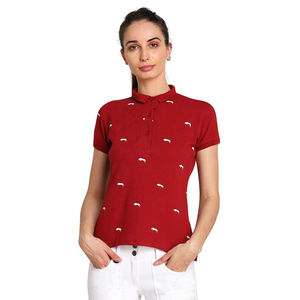 Camiseta Moderna para Mujer, Tejida y Bordada, de Algodón Suave y Transpirable, Manga Corta, Cuello Clásico, para Oficina, Casual y Fin de Semana - Product Image 1