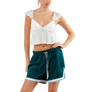 Shorts Deportivos para Mujer, Color Sólido, Cintura Media, Corte Regular, Estilo Deportivo, Tela Satinada, Transpirable, Poliéster - Product Image 1