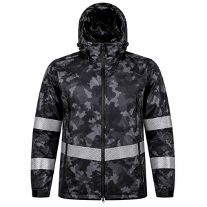 <b>High</b> <b>Visibility</b> Safety <b>Jacket</b> Black Yellow Reflective Stripes Full Zip <b>Softshell</b> Workwear Wholesale OEM - Product Image 5