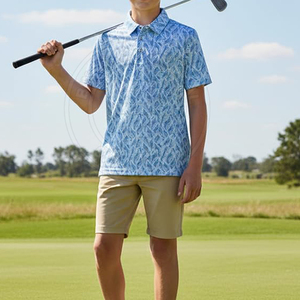 Camisetas de golf para jóvenes a precio económico, con tejido de punto suave, cierre de botones, manga corta y corte versátil. - Product Image 2