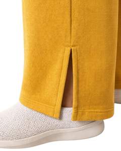 Pantalon de survêtement jaune moutarde pour femme, coupe large, taille élastique avec cordon de serrage, décontracté, coupe droite, doux et confortable pour la détente - Product Image 5