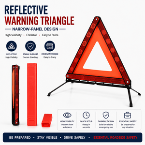 Triangle de signalisation d'urgence pliable réfléchissant avec film réfléchissant de quatrième qualité pour la sécurité routière des véhicules ECE R27 - Product Image 1