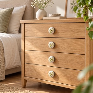 SHUBHAM Perilla Decorativa de Cerámica para Muebles, Diseño Floral de Pájaro, Tirador Redondo para Cajones con Base Metálica para Armarios y Cómodas - Product Image 3