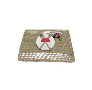 Assiette de présentation ronde en rotin tressé à la main pour table à manger, sous-assiette rustique écologique pour restaurant, hôtel, décoration d'événements - Product Image 6