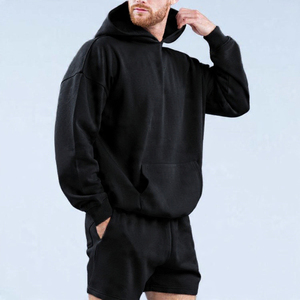 Ensemble de survêtement d'hiver de qualité supérieure pour homme, sweat-shirt et short surdimensionnés, vêtements de sport décontractés confortables, tissu polaire respirant - Product Image 2