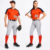 Ensemble d'uniformes de baseball personnalisés 100 % polyester, imprimé par sublimation, taille élastique, motif 3D, logo personnalisé sur le devant, séchage rapide, respirant