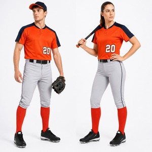 Ensemble d'uniformes de baseball personnalisés 100 % polyester, imprimé par sublimation, taille élastique, motif 3D, logo personnalisé sur le devant, séchage rapide, respirant - Product Image 1