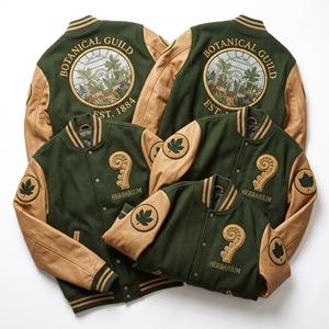 Chaqueta Bomber Varsity Bulk Maker con Mangas de Cuero y Parche Trasero de Lana con Diseño de Molino de Viento, Bordado Millstone Guild, Estilo Béisbol Universitario - Product Image 6