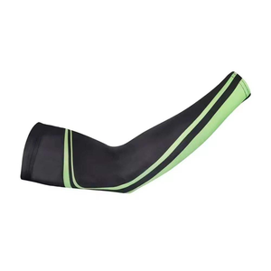 Manchons de compression pour cyclisme, noirs avec rayures vertes, protection anti-UV, pour adultes, unisexe, pour le sport - Product Image 3