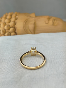 Emerald Cut Diamond Ring with Side <b>Stones</b> in Yellow Gold Luxury Bridal Engagement Ring Elegant Wedding Anniversary Gift for Her - Product Image 3