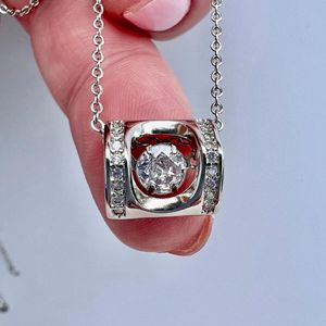 Round Cut Moissanite Sterling Silver Cute Party Unique Necklace for Women - Product Image 1