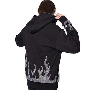 Best Selling 2026 Winter Men's <b>Thick</b> <b>Fleece</b> 100% Cotton Oversized Fit Zip-Up Hoodie Custom Logo Rhinestone Breathable Hoodies - Product Image 3