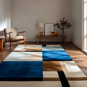 Alfombra multicolor de lana hecha a mano con diseño moderno de alta calidad, ecológica, para sala de estar, habitaciones infantiles, hoteles y oficinas. - Product Image 2