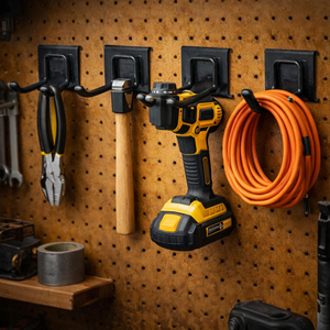 Wall Mounted Double Pegboard Hook 55lb Loading Metal Garage Tool <b>Storage</b> Wall Mount For Home Organization GAPHKS007 - Product Image 3