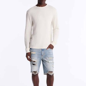 <b>Men</b> Denim Ripped <b>Jean</b> <b>Shorts</b> Cotton Denim Fabric Light Wash Frayed Edges Zipper Fly & Button Closure Casual Summer Outfits 2026 - Product Image 3