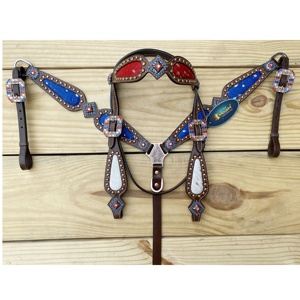 Ensemble de têtière et de peitorale en cuir occidental de qualité supérieure avec boucles décoratives et conchos – Équipement d'équitation durable - Product Image 1