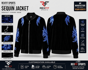 Custom Sequin Jacket Bomber Jacket Velvet Track <b>Top</b> Sparkling <b>Feather</b> Pattern Winter Outerwear OEM ODM - Product Image 1