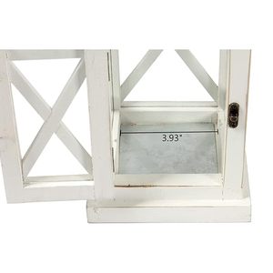 Farol de Madera Blanco Vintage, Portavelas Decorativo, Farol Rústico para Decoración del Hogar, Centro de Mesa para Bodas - Product Image 4