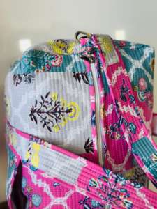 Bolsa de Viaje de Lujo 2026, Rosa, de Algodón Acolchado, Diseño de Patchwork Hecho a Mano, Bolsa de Playa Pequeña para Mujer - Product Image 3