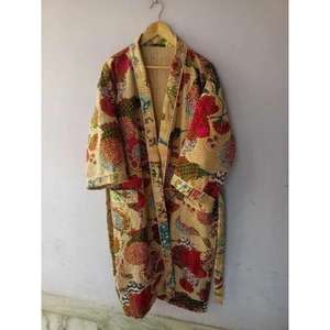 100% Cotton Knitted Elegant Tie Dye Kimono Soft <b>Thermal</b> Breathable Quick Dry Summer V-neck Full Length Drawstring Closure Full - Product Image 2