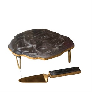 Elegant Classic Resin Metal Tripod Cake Stand Agate Look Three-Leg <b>Dessert</b> Display Tray Wedding Parties Home Decor <b>Tool</b> - Product Image 3