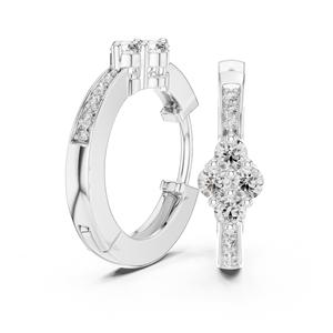 Boucles d'oreilles créoles en argent 925 VDS pour femmes avec diamants de laboratoire |   Coupe Ronde Brillante Style Tendance Certifié IGI - Product Image 2