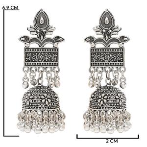 ต่างหูแบบจุมก้าทรงโคมระย้าแบบอัฟกานิสถานชุบเงินพร้อมประดับมุก - Product Image 1