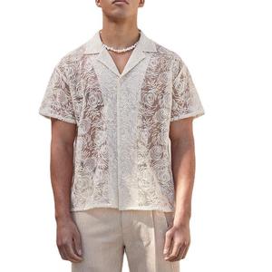 Chemise décontractée à dentelle pendulaire personnalisée OEM 2026, nouvelle collection, tendance mode estivale pour homme, fabriquée par TRIOTAKE INDUSTRY - Product Image 1