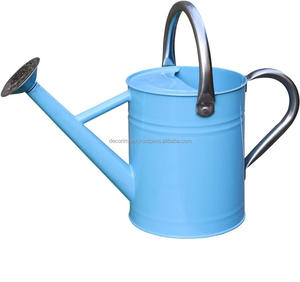Arrosoir bleu vintage litre, bidon en acier galvanisé pour arrosage quotidien, pichet de style anglais classique avec 2 poignées - Product Image 2