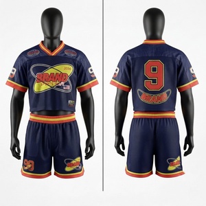 Ensemble short en jersey de polyester respirant en maille alvéolée 150 GSM de qualité supérieure, bleu marine, rouge, jaune, avec bordure contrastante et impression personnalisée par transfert thermique - Product Image 1