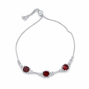 Bracelet à maillons en argent sterling 925 avec trois pierres de grenat en forme de coussin, plaqué or et rhodium - Product Image 2