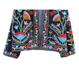 Handmade Indian Suzani Embroidery <b>Velvet</b> Jacket for Women Floral Embroidery Cotton Striped Decoration Breathable Finished Ethnic - Product Image 5