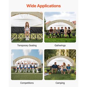 Banco Plegable Portátil de 6 Asientos con Bolsillos de Almacenamiento, Portavasos, Ligero, con Parasol Negro para Eventos Deportivos al Aire Libre, Fútbol, Béisbol - Product Image 6