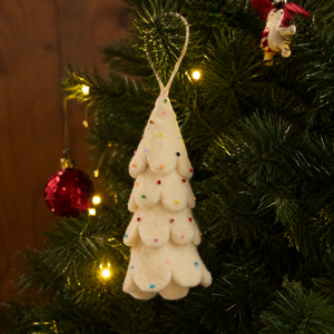 Adorno Navideño de Fieltro con Forma de Árbol de Navidad, Colgante Decorativo de Cera Blanca para Decoración de Fiestas - Product Image 1