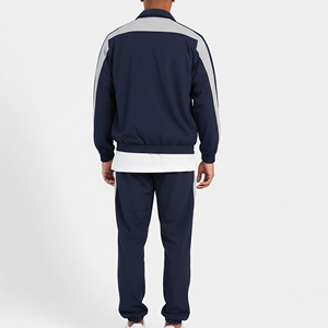 Ensemble de survêtement pour homme, couleur marine, blocs de couleurs brodés, pantalon de jogging en coton tricoté et veste à capuche, vêtements d'hiver - Product Image 3